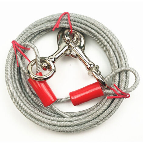 Câble d'attache pour chien, 10 m, blanc, 5 mm, avec mousqueton double