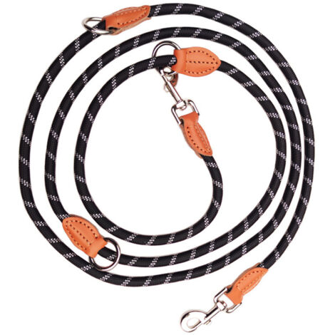 Laisse double réglable pour grands chiens, 300 cm, noir, 1,3 cm