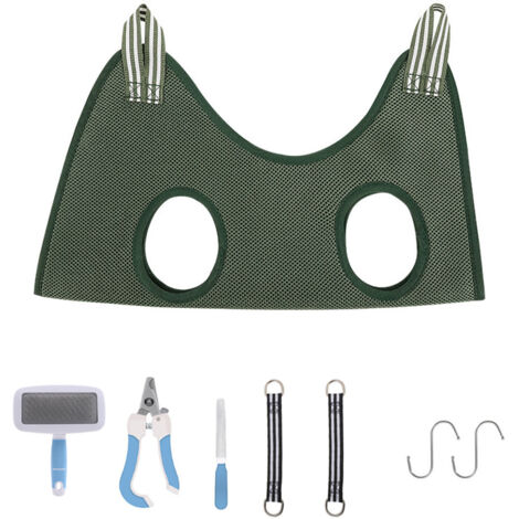Kit de toilettage complet avec hamac suspendu pour chien et chat, taille M, 8 accessoires inclus, couleur verte