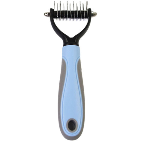 Lot de 2 peignes démêlants double face pour chiens et chats, taille petite, couleur bleue, emballage économique sur carte