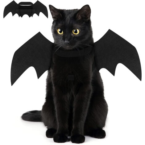 Déguisement d'Halloween de chauve-souris pour chien ou chat, avec ailes noires attachables (1/5)