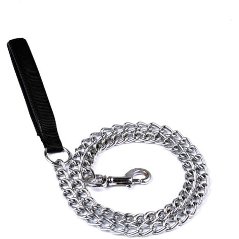 Chaîne de laisse en métal pour chien, 180 cm, noire, anti-morsure.