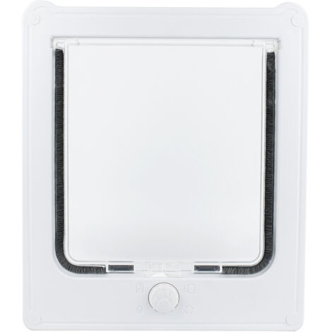 Chatière blanche ajustable 4 positions - Cadre 23.5 x 27.5 cm - Pour chat, avec système de verrouillage sécurisé (1/5)