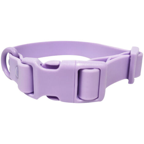 Collier en cuir violet pour chien - Taille M - Cuir souple, réglable, boucle métal, classique et durable