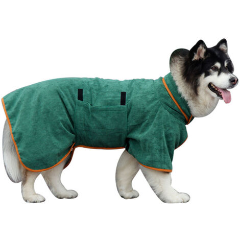 Peignoir grande taille pour chien (YP6), vert - Taille L