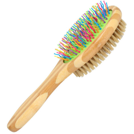 Brosse double face colorée pour chien et chat - Côté picots fins + côté poils souples - Polyvalente et pratique