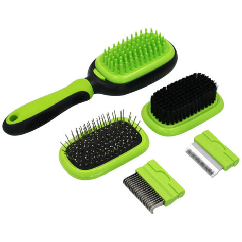 Brosse de toilettage 5 en 1 pour chiens et chats, combine démêloir, brosse à sous-poil, peigne fin, masseur et grattoir