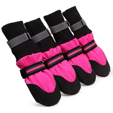 Chaussettes/chaussures antidérapantes pour chien, rose fuchsia, taille XL