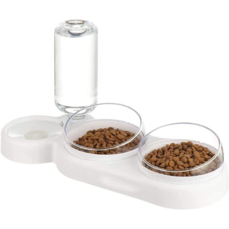 Gamelle pour animal inclinable à 15°, double bol, blanc (1/5)