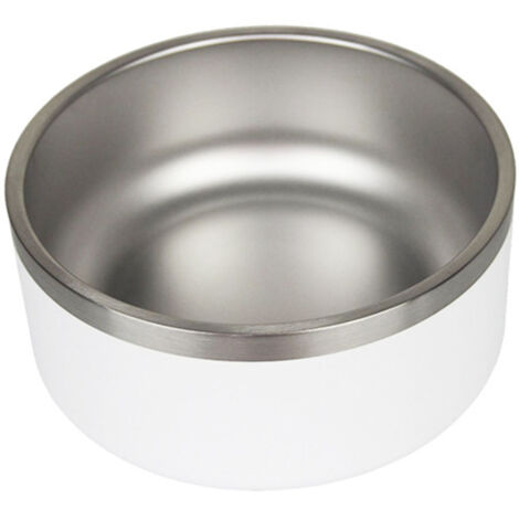 Gamelle pour chien en acier inoxydable, blanche (laquée), 32 oz, double paroi.