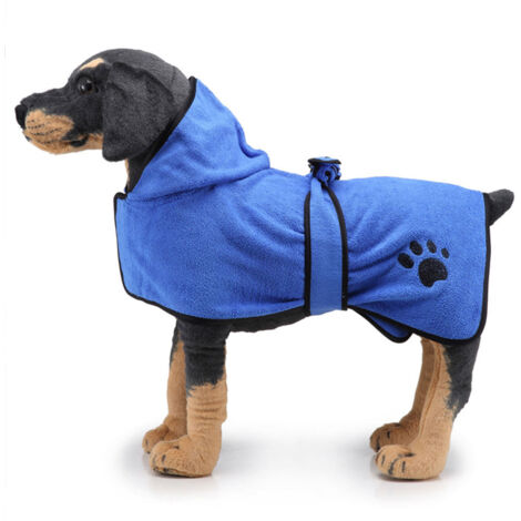 Peignoir de bain pour chien avec patte brodée - Modèle YP06 - Taille L - Microfibre absorbante, lavable, séchage rapide
