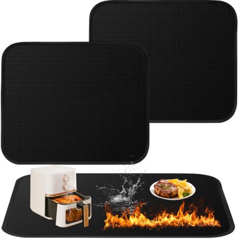 2 Pièces Tapis résistant à la chaleur 46x38cm,Tapis D'isolation, tapis anti feu pour comptoir de cuisine,Tapis De Cuisson Silicone Pour four,Friteuses à Air, Micro - Ondes, Cafetière (1/5)