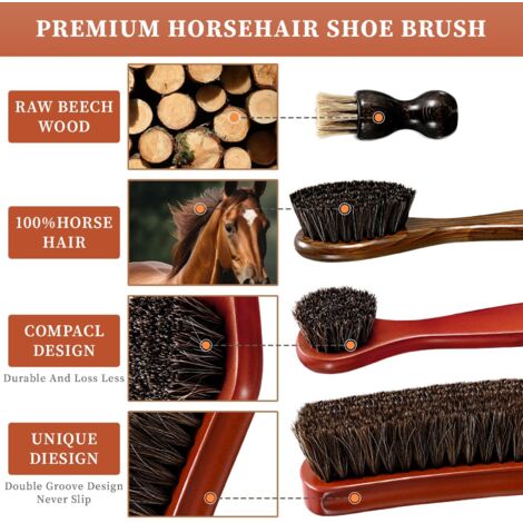 Kit Nettoyage Chaussures Lompyeu 7 Pièces - Brosses Crin Cheval, Gant Microfibre Et Accessoires Cuir
