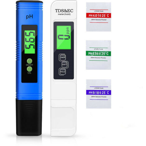 Testeur 5 en 1 BIO pH, TDS et EC, testeur de température, testeur de qualité de l'eau avec écran LCD, testeur numérique de qualité de l'eau (ATC) pour eau potable, testeur de pH électronique