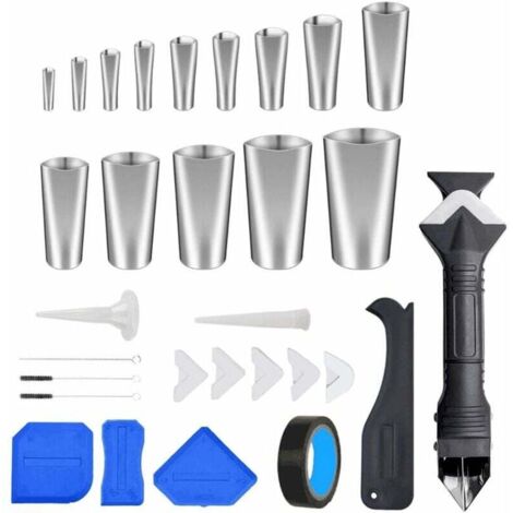 Ensemble de 31 embouts de calfeutrage, embouts d'étanchéité en acier inoxydable, outils de calfeutrage, embouts de calfeutrage pour salle de bain et cuisine (1/5)