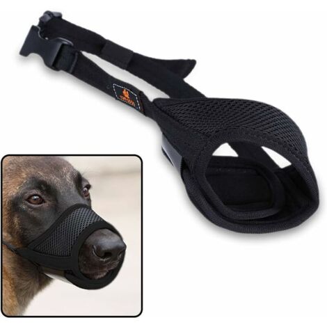 Muselière pour chien en maille, avec boucle réglable et rembourrage doux, contre les aboiements, les morsures et les mâchonnements, noire, taille S