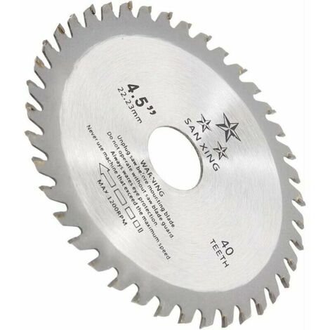 Disque de ponçage de 115 mm à 40 dents pour le travail du bois, compatible avec meuleuse d'angle, diamètre intérieur 22,2 mm.