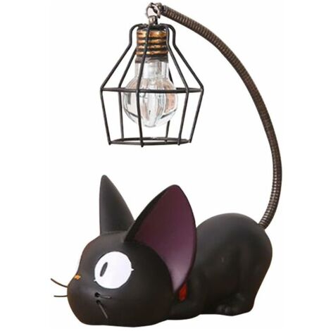 Lampe en résine en forme de chat, veilleuse créative, lampe de lecture (abat-jour en fil de fer) (1/5)