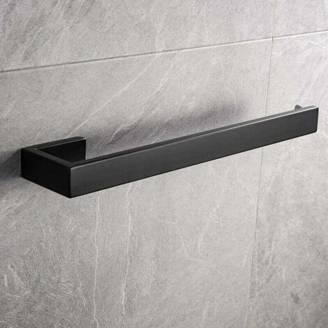 Porte-serviettes mural, anneaux porte-serviettes en acier inoxydable, porte-serviettes de salle de bain, accessoires de salle de bain 31 cm (noir)