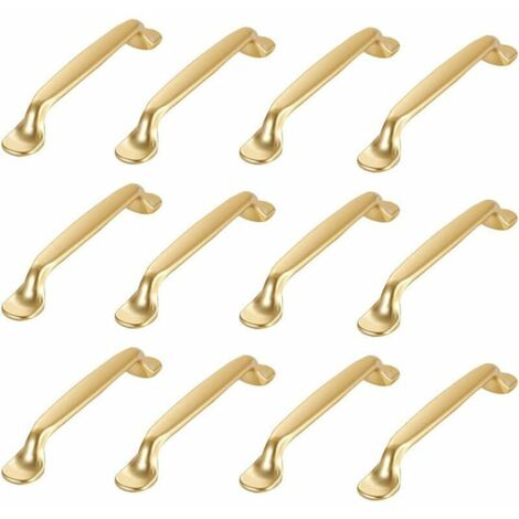 Lot de 12 poignées dorées pour meubles de cuisine et de tiroirs, avec vis.