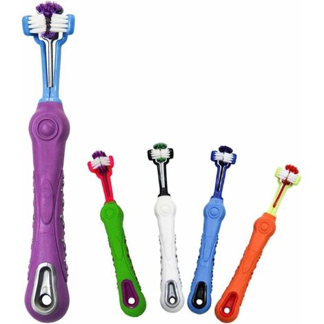 Lot de 5 brosses à dents pour chiens, brosse pour animaux avec trois têtes pour un nettoyage multi-angles des dents des chats et des chiens