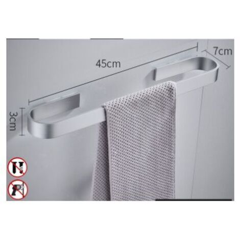 Porte-serviettes argenté, sans perçage, 45 cm, porte-serviettes de salle de bain haut de gamme, porte-serviettes mural autocollant, accessoires de salle de bain, pour salle de bain, cuisine, toilettes
