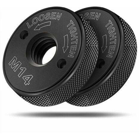 Écrou à dégagement rapide M14, compatible avec toutes les meuleuses d'angle AEG, Black & Decker, Dewalt, Flex, Hitachi, Metabo, Makita, etc. (2 écrous de serrage), noir (1/5)