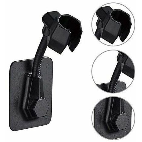 Support de douche mural, support de douche réglable, support de douche en plastique, fixation murale autocollante en ABS, sans perçage, noir--