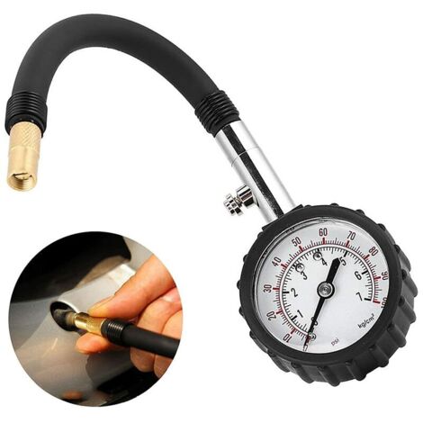 Manomètre de pression des pneus, manomètre de surveillance de la pression des pneus de voiture, manomètre avec tuyau d'air flexible pour voiture, vélo et moto, outil de mesure de la pression des pneus