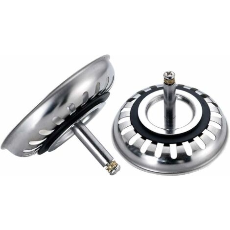 Passoire d'évier de cuisine, filtre à bouchon réglable en hauteur, panier-passoire en acier inoxydable 304 pour évier de cuisine de 78 mm de diamètre (lot de 2)