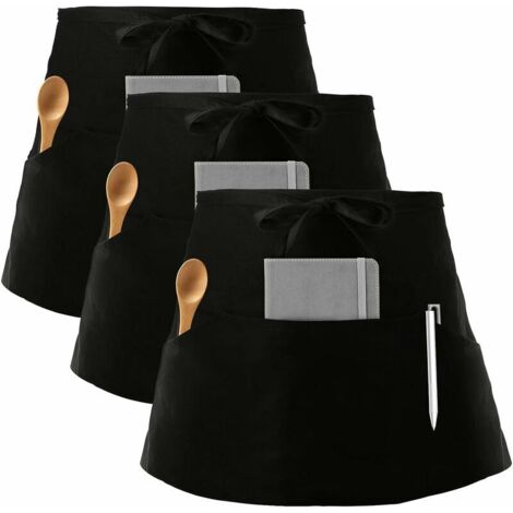 Tablier de serveur 3 pièces avec 3 poches, tablier de cuisine pour bistrot/restaurant