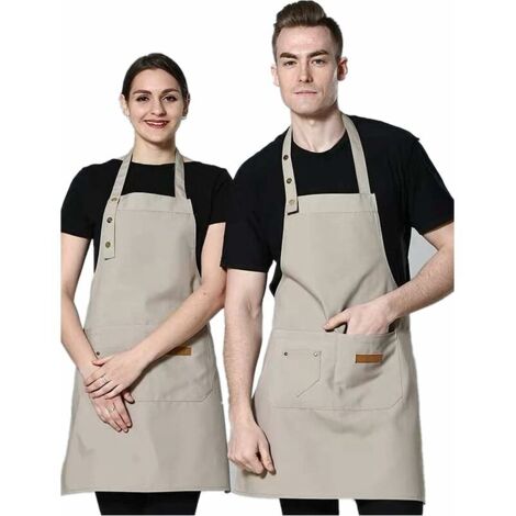 Tablier de cuisine imperméable avec poches, tablier de cuisine ajustable, tablier de barbecue, tablier à bavette, tablier de cuisine de qualité professionnelle (1/5)