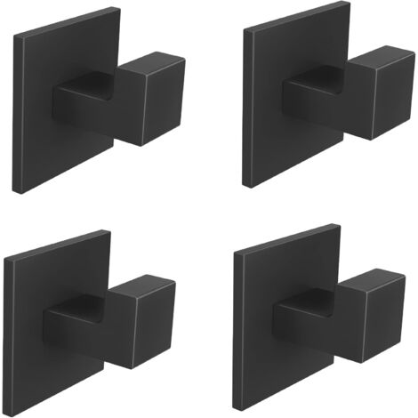 Crochets auto-adhésifs noirs pour salle de bain, cuisine, chambre, garage, hôtel, placard, lot de 4, noirs