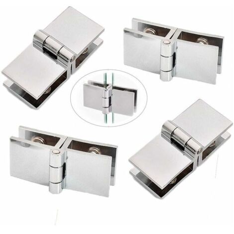 Ensemble de 4 charnières pour porte en verre, charnières en acier inoxydable pour porte en verre, charnières pliantes pour verre, charnières de fixation pour porte, charnières pour porte en verre de p (1/5)