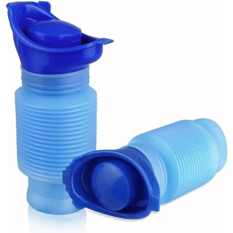 Lot de 2 urinoirs portables d'urgence rétractables pour adultes (homme et femme), bouteille d'urine pour voiture, voyage, urinoir de voyage d'urgence, petite toilette urinaire pour le camping et la ra