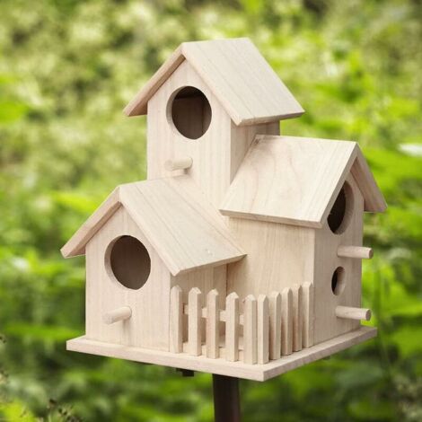 Nichoir Oiseaux En Bois à Suspendre - Petite Maison Pour Oiseaux Jardin, Balcon Et Forêt