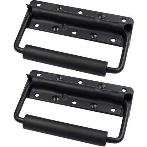 2 Pièces Poignée de Coffre, 125mm Poignee pour Caisse Poignées de Caisse Pliante Poignée de Boîte D'épreuve Pliantes à Ressort avec Poigné pour Remplacement de Boîte à Outils