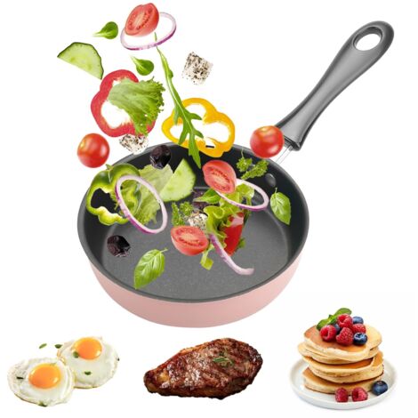 Poêle à Œuf Mini Induction 12 cm - Antiadhésive, Rose - Idéale pour Œufs, Bacon, Tranches de Jambon, Steak - Poignée Amovible, Portable, Cuisine Rapide et Saine (1/5)