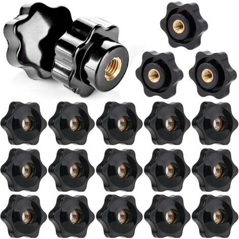 20 Pièces Bouton de Serrage M6x25mm, Bouton Moleté Ecrou, Écrous à poignée Étoile, Écrou de Serrage, Étoile Tête Écrous de Serrage Bouton, pour Mécaniques, Mobilier, Équipements Électroniques