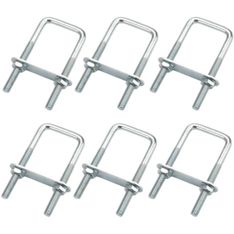 6 Pièces Boulons en U Carrés Acier, M8 40 x 100 mm Boulon Carré en U, U-Bolts Avec Écrous et Plaque de Cadre, Bride de Fixation, Étrier de Fixation en U Bolt, pour Remorquage, Fixation Tuyaus, Bateau