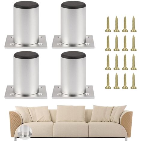 Pieds de Meuble, 4 Pièces Pied Reglable Pour Meuble, 60mm Pied Meuble Salle de Bain, Ronds Pied Canapé, Pieds de Meubles en d'aluminium, Hauteur Réglable 0-10 mm, pour Table, Chaise, Bureau, Armoire