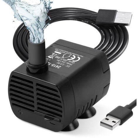 Pompe Eau Submersible, Aquarium Pump Ajustable 200L/H 3W Ultra-Silencieux Pompe Catit USB pour Étang Fish Tank Fontaine Réservoir de Poissons Cordon de 1.4m