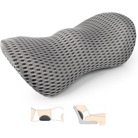 Support lombaire auto gris foncé, coussin ergonomique haute densité pour soulager le dos en voiture ou au bureau (1/5)