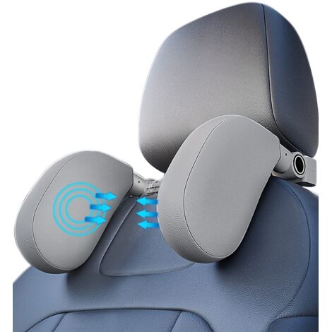 Appui-tête voiture gris 3ᵉ génération 23.5×18×7 cm, soutien cervical ergonomique, mousse mémoire haute densité
