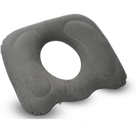 Coussin donut gris 45×39 cm, soulagement hémorroïdes et douleurs d’assise, mousse haute densité confortable