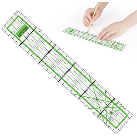 Règle de Couture Patchwork 30x5 cm - Règle Multifonction avec Graduations et Angles pour Matelassage, Rapiéçage, Bordure et Reliure