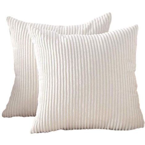 Lot de 2 housses de coussin – Blanc – Dimensions 55 × 55 cm