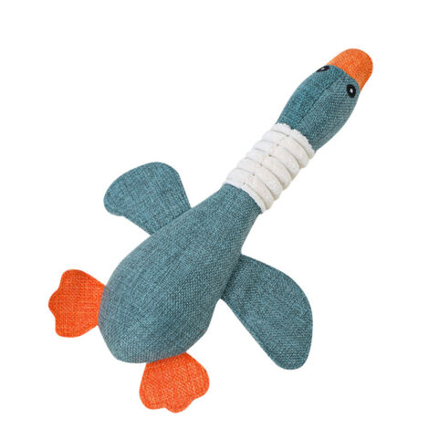 Lot de 2 jouets pour chien en toile et peluche – Oie en jute – Bleu foncé et vert (1/5)