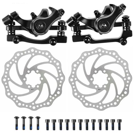 Étrier de frein à disque mécanique et ensemble de freins à disque, F160-R140/F180-R160, 160 mm, Distance entre les trous : 44 mm, Avec vis et plaquettes de frein, Pour VTT, Aluminium, Noir, Style 1 (1/5)