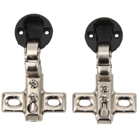 Lot de 2 charnières pour porte vitrée – Cup 26 mm – Grand coudé (encastré / intérieur)
